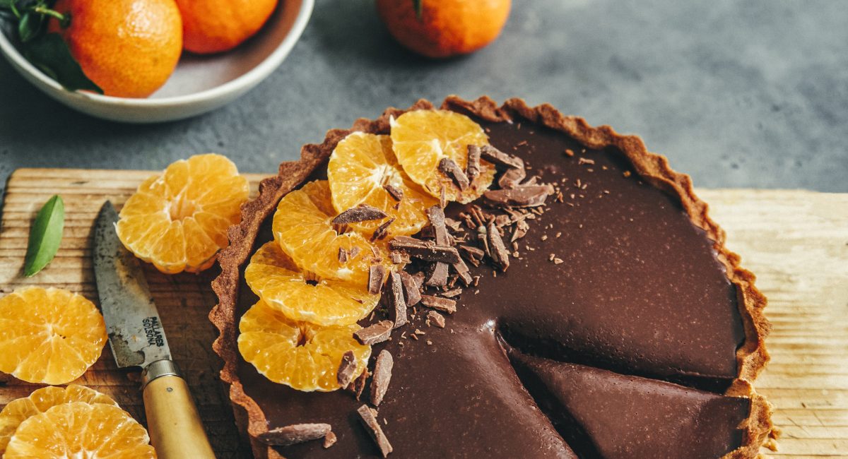 tarte aux clémentines et au chocolat fresh.