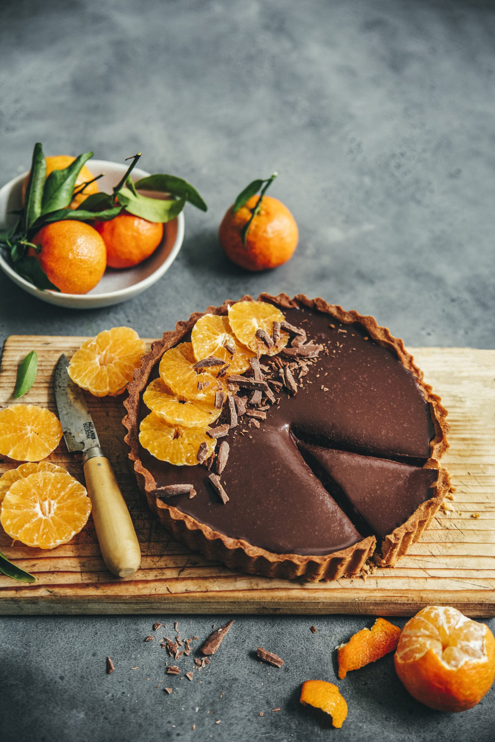 tarte aux clémentines et au chocolat fresh.