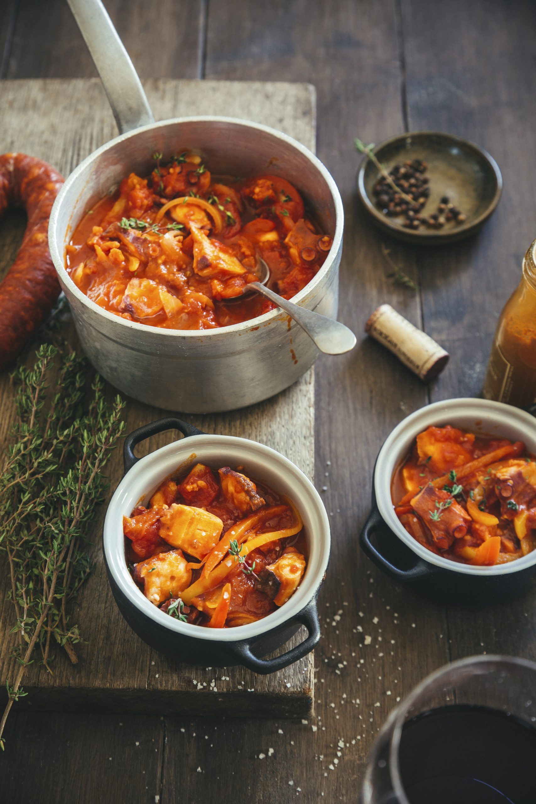 Recette cocotte de poulpe au chorizo et aux tomates