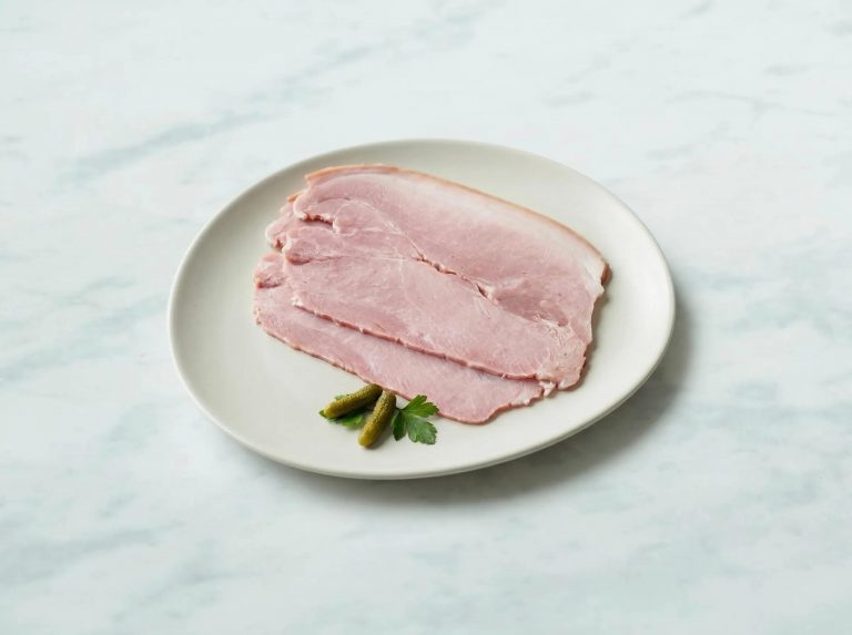 Jambon cuit supérieur à l'ancienne découenné dégraissé cuit au torchon